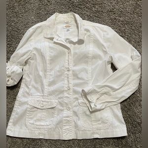 Talbots Women’s Jacket Size‎ 6 Stretch White jacket/shirt long or 3/4 sleeves